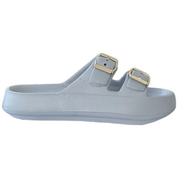 Akınal Bella E282 Buz Gri Kadın Altın Tokalı Plaj Terlik