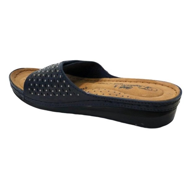 Cex Elegance Lacivert Kadın Cırtlı Ortopedik Günlük Terlik