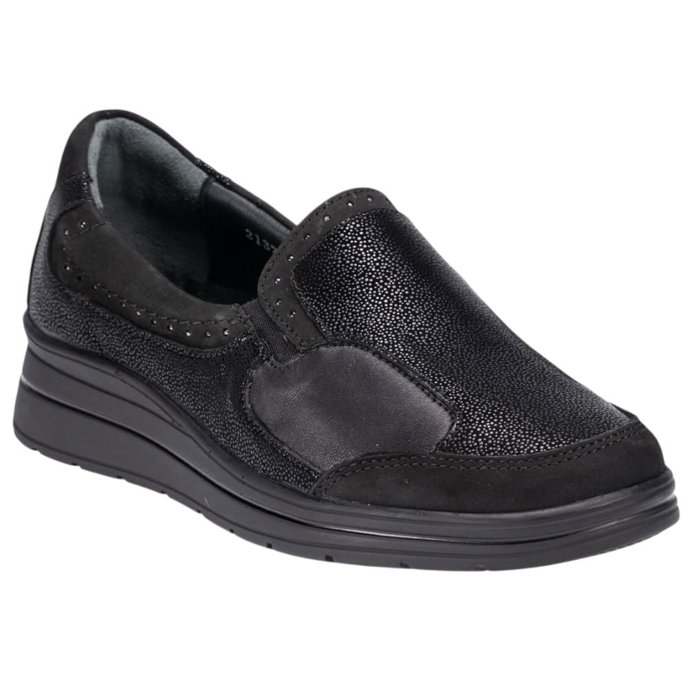 Forelli 21327-H Faye Siyah Kadın Comfort Deri Ayakkabı