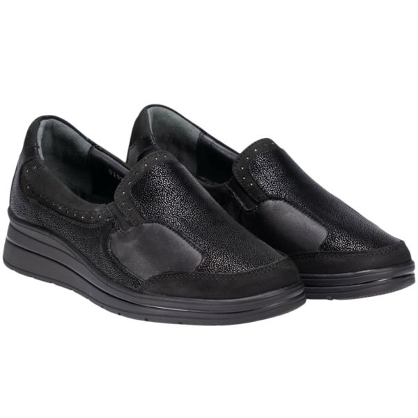 Forelli 21327-H Faye Siyah Kadın Comfort Deri Ayakkabı