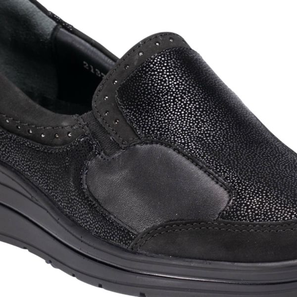 Forelli 21327-H Faye Siyah Kadın Comfort Deri Ayakkabı