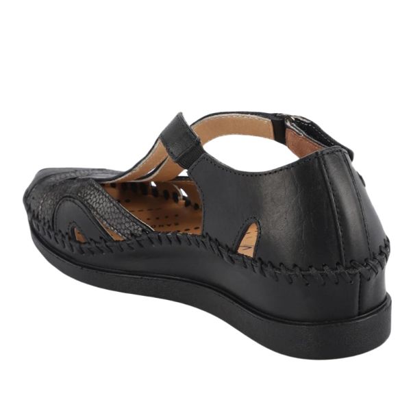 Forelli 22521 Sally-G Siyah Kadın Comfort Deri Sandalet