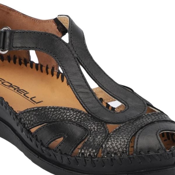 Forelli 22521 Sally-G Siyah Kadın Comfort Deri Sandalet