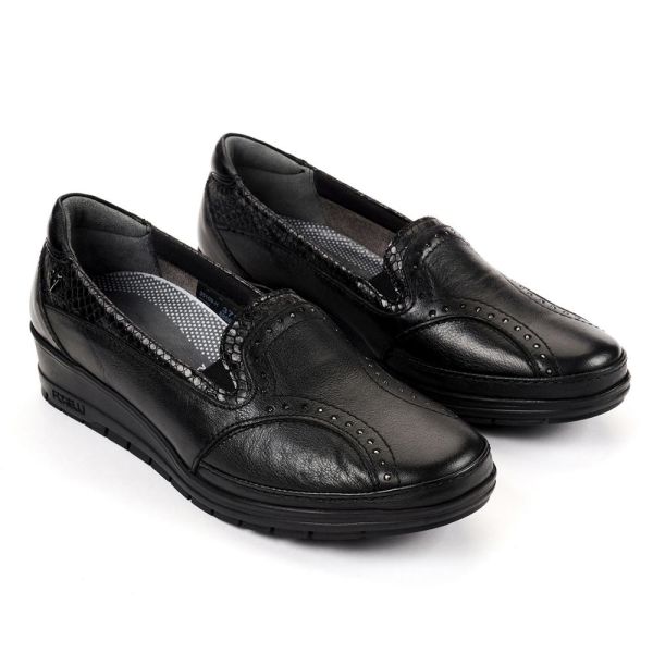 Forelli 25109 Mimoza-H Siyah Kadın Comfort Deri Ayakkabı