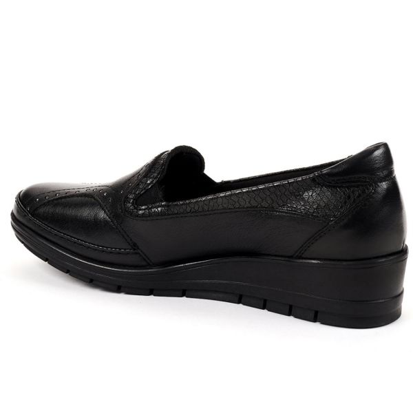 Forelli 25109 Mimoza-H Siyah Kadın Comfort Deri Ayakkabı
