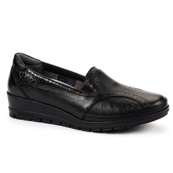 Forelli 25109 Mimoza-H Siyah Kadın Comfort Deri Ayakkabı