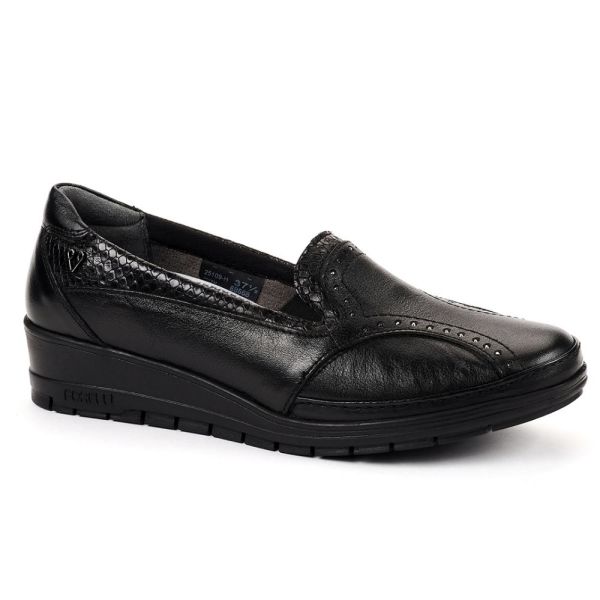 Forelli 25109 Mimoza-H Siyah Kadın Comfort Deri Ayakkabı