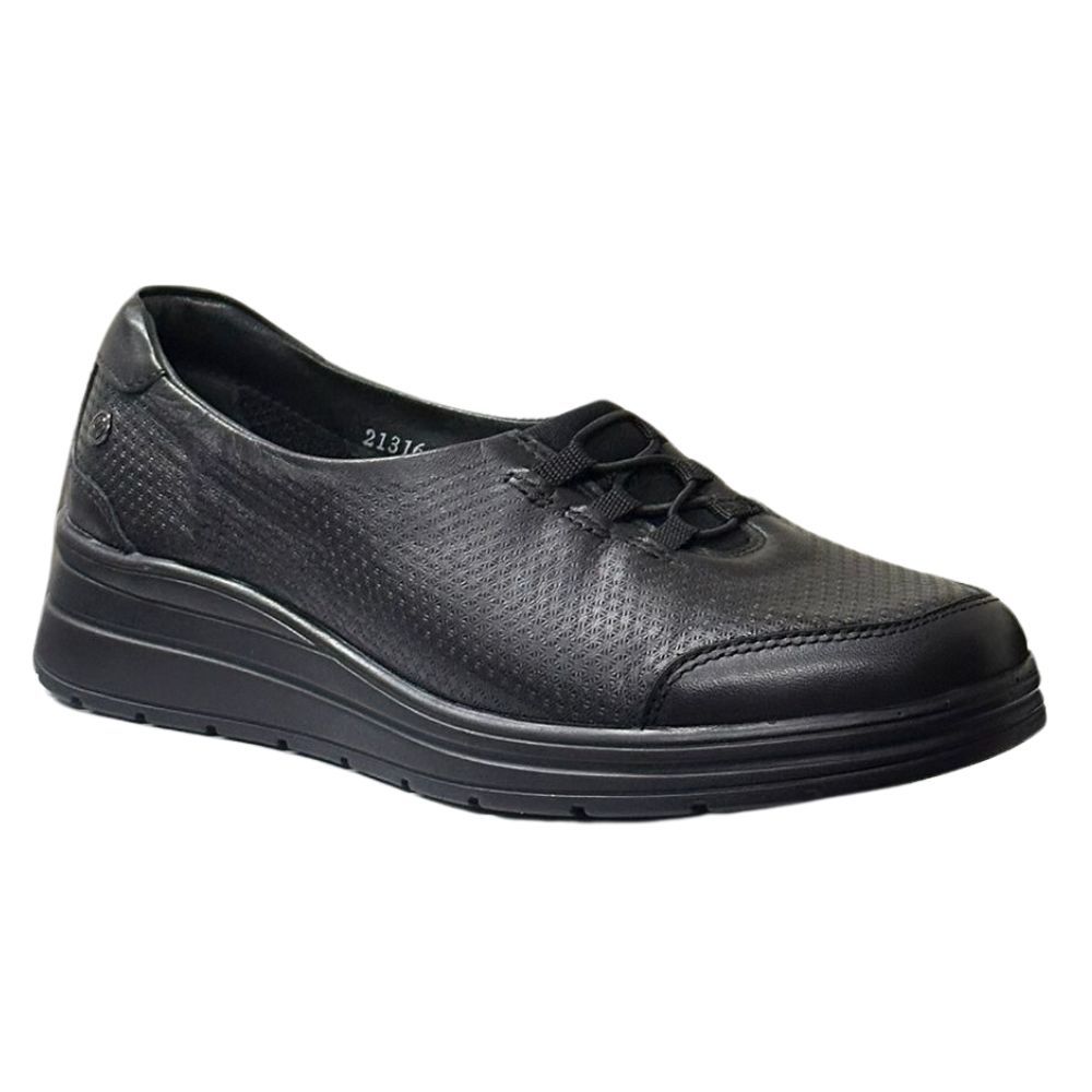 Forelli 21316-H Lace Siyah Kadın Comfort Deri Ayakkabı