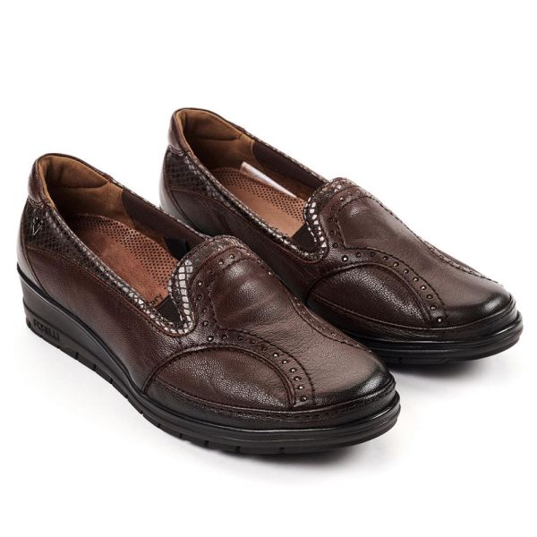 Forelli 25109 Mimoza-H Kahve Kadın Comfort Deri Ayakkabı