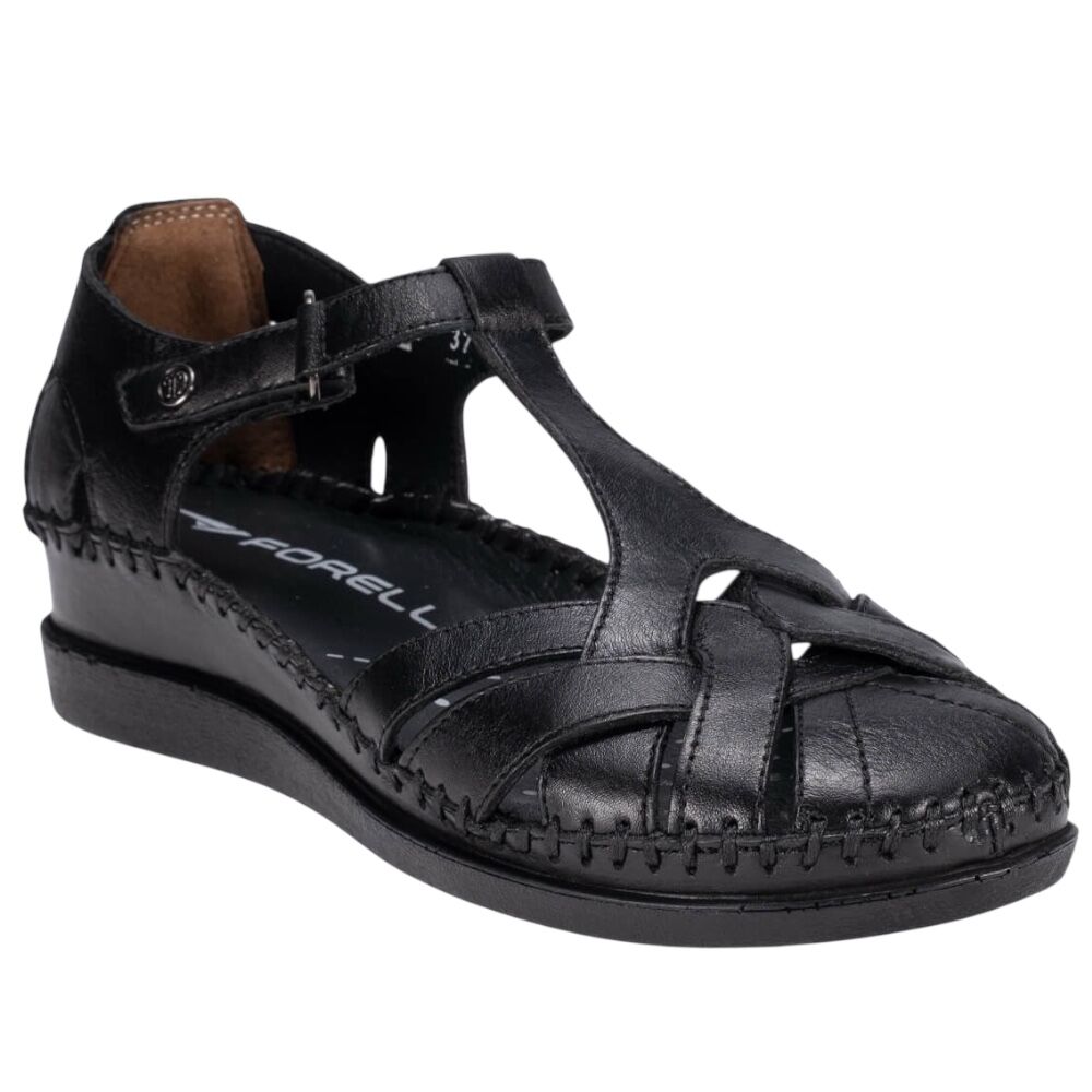 Forelli 22526 Larni-G Siyah Kadın Comfort Deri Sandalet