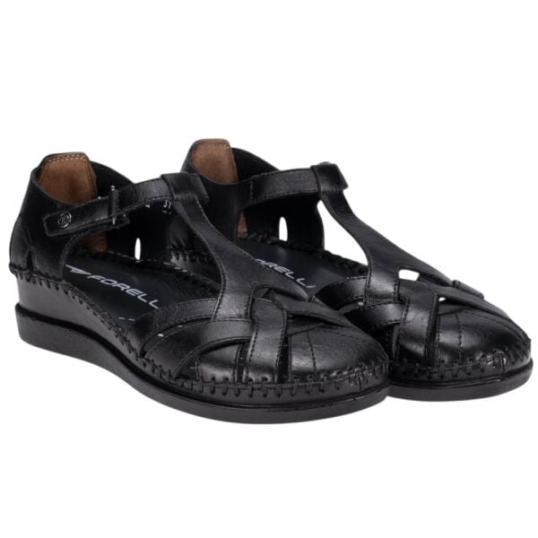 Forelli 22526 Larni-G Siyah Kadın Comfort Deri Sandalet