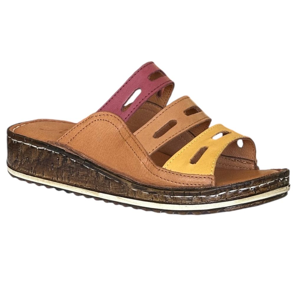 Cex 25Y NBL05 Taba Kadın Hakiki Deri Günlük Terlik