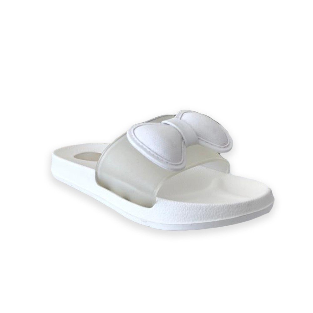 Defa 1135 Fiyonklu Beyaz Kadın Havuz/Deniz Terlik