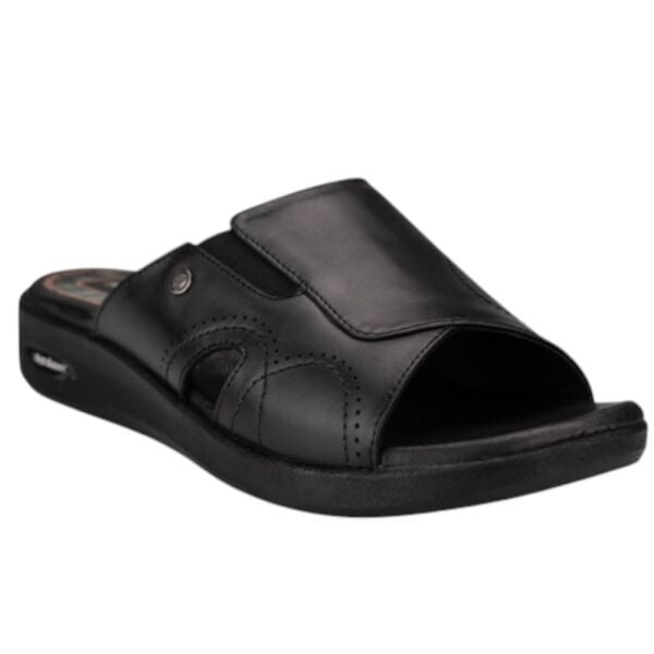 Forelli 13703-G Naye Siyah Kadın Comfort Deri Terlik