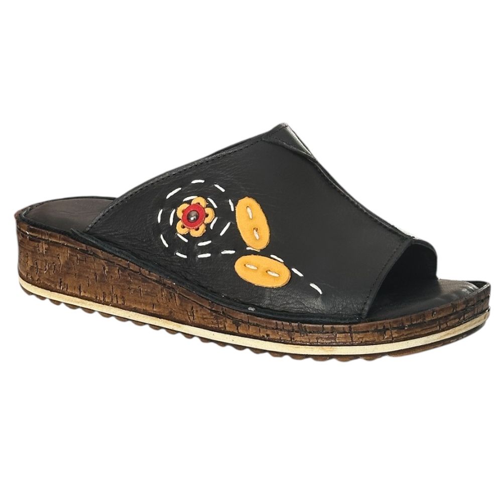 Cex 25Y NBL06 Siyah Kadın Hakiki Deri Günlük Terlik