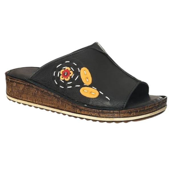 Cex 25Y NBL06 Siyah Kadın Hakiki Deri Günlük Terlik