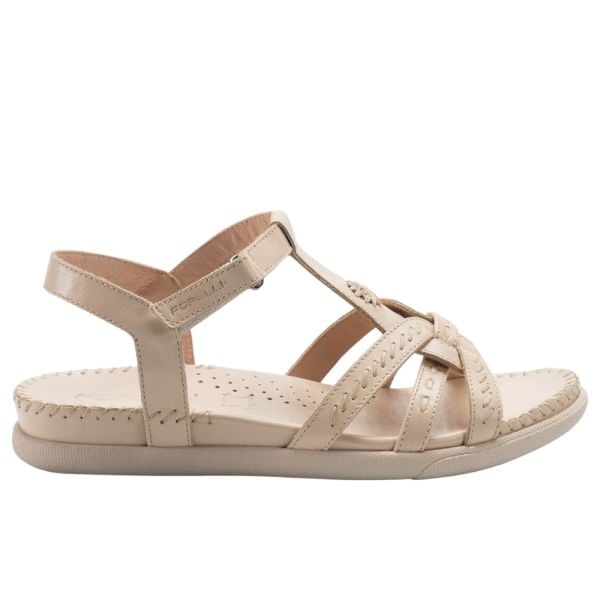 Forelli 22309 Lupin-G Bej Kadın Comfort Deri Sandalet