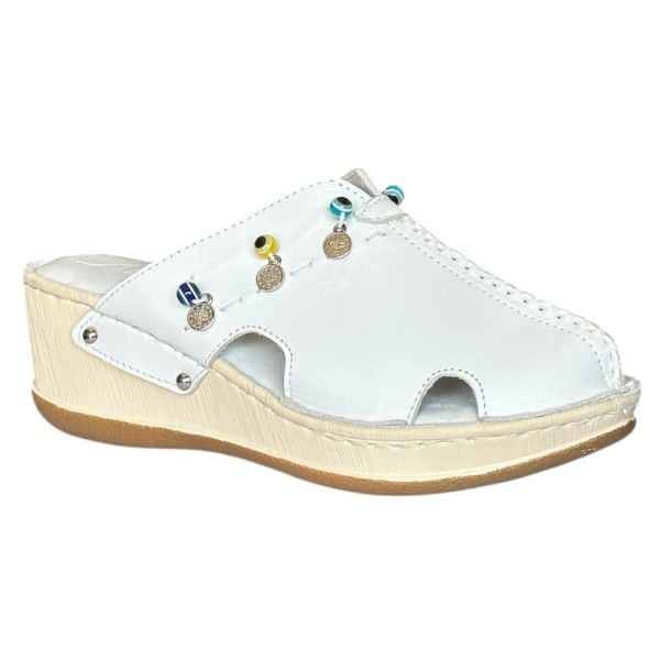 Cex 25Y NBL07 Beyaz Kadın Hakiki Deri Günlük Terlik