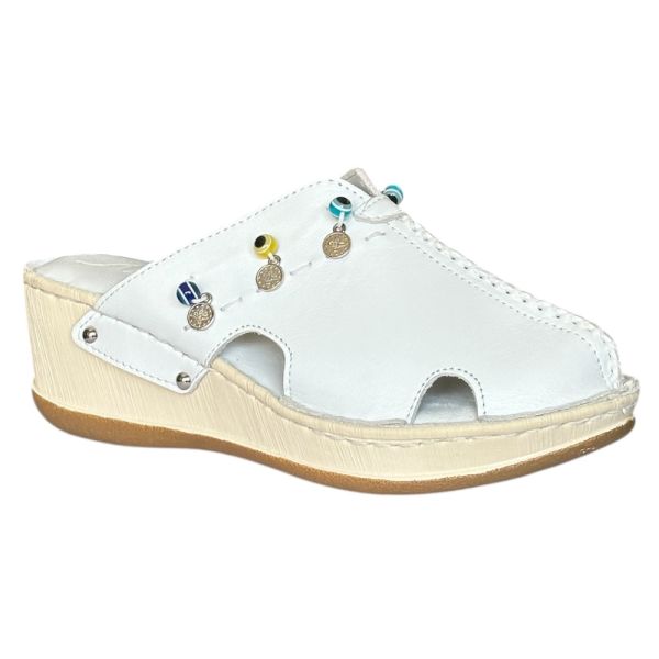 Cex 25Y NBL07 Beyaz Kadın Hakiki Deri Günlük Terlik