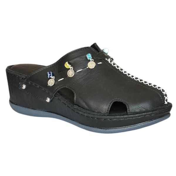 Cex 25Y NBL07 Siyah Kadın Hakiki Deri Günlük Terlik