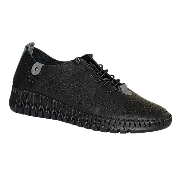 Cex 26Y NBL15 Siyah/Gri Kadın Comfort Deri Ayakkabı