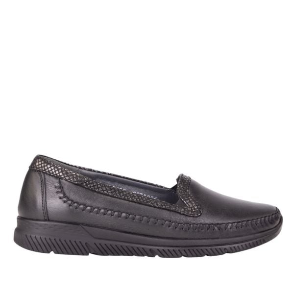 Forelli 29423 Laden-G Siyah Kadın Comfort Deri Ayakkabı