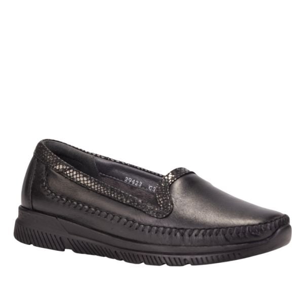 Forelli 29423 Laden-G Siyah Kadın Comfort Deri Ayakkabı