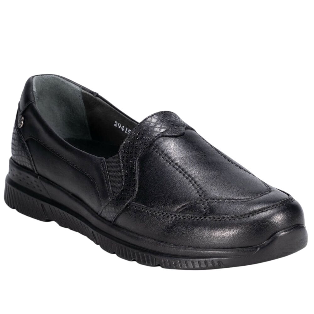Forelli 29415-G Dilmen Siyah Kadın Comfort Deri Ayakkabı