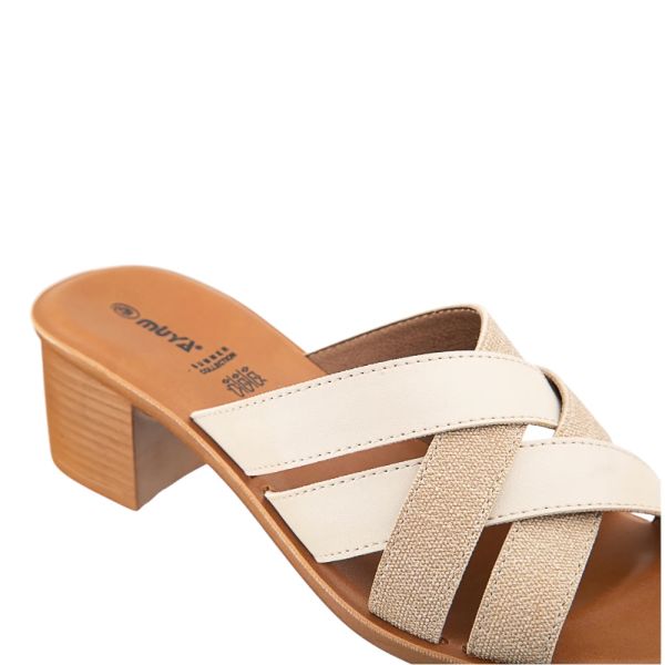 Muya 33000 Anagram Krem/Altın Kadın Topuklu Terlik