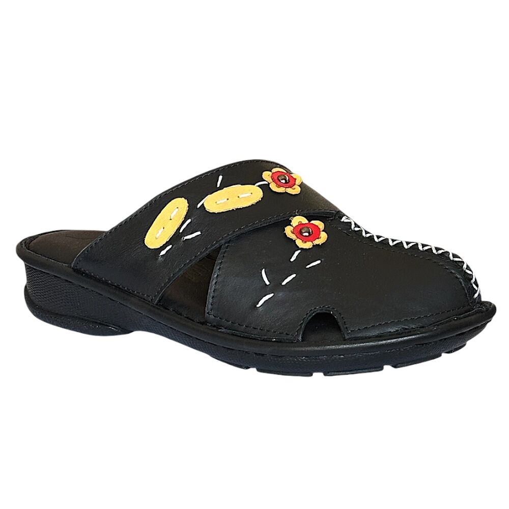 Cex 25Y NBL08 Siyah Kadın Hakiki Deri Günlük Terlik