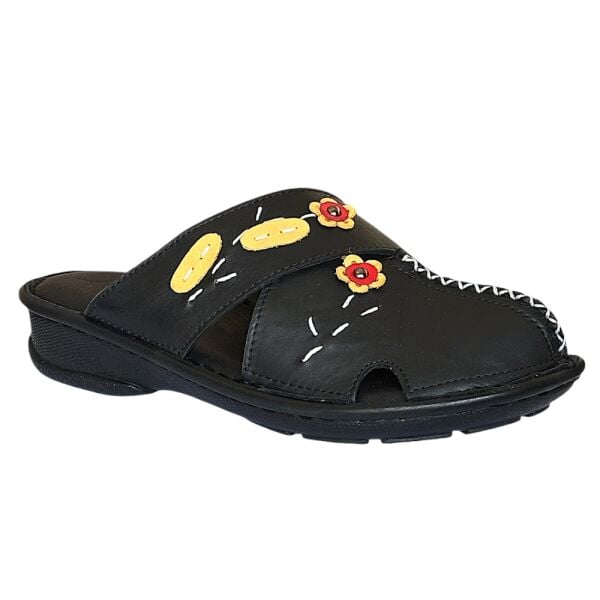 Cex 25Y NBL08 Siyah Kadın Hakiki Deri Günlük Terlik