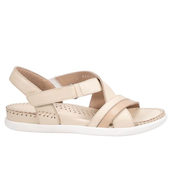 Forelli 22301-G İlya Bej Kadın Comfort Deri Sandalet