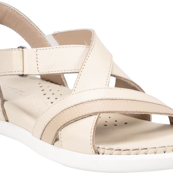 Forelli 22301-G İlya Bej Kadın Comfort Deri Sandalet