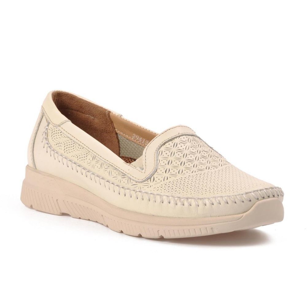 Forelli 29413 Eterna-G Bej Kadın Comfort Deri Ayakkabı