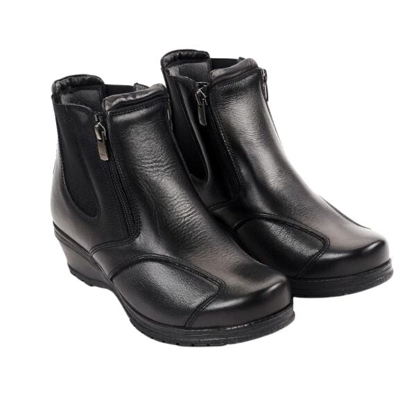 Forelli 25652-K Dude Siyah Kadın Comfort Deri Hallux Bot