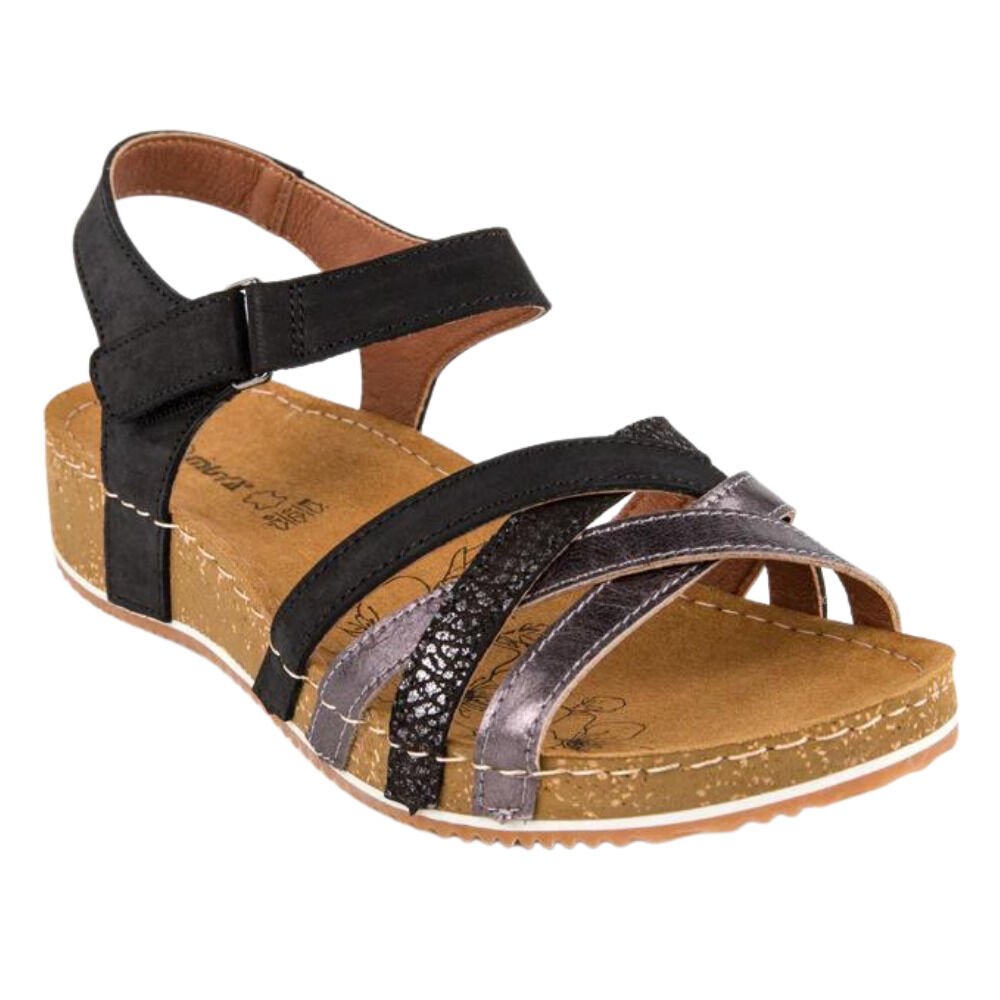 Muya 31258 Niha Siyah Deri Kadın Anatomik Sandalet