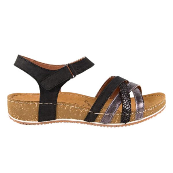 Muya 31258 Niha Siyah Deri Kadın Anatomik Sandalet