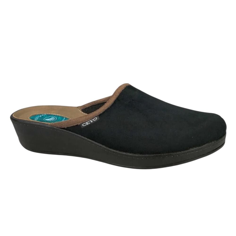 Ceyo 9932 Siyah Kadın Anatomik Jel Taban Ev İçi Terlik