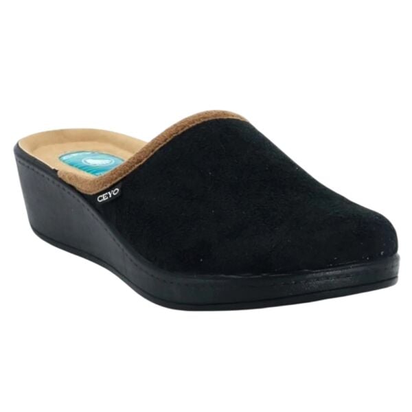 Ceyo 9932 Siyah Kadın Anatomik Jel Taban Ev İçi Terlik
