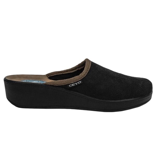 Ceyo 9932 Siyah Kadın Anatomik Jel Taban Ev İçi Terlik