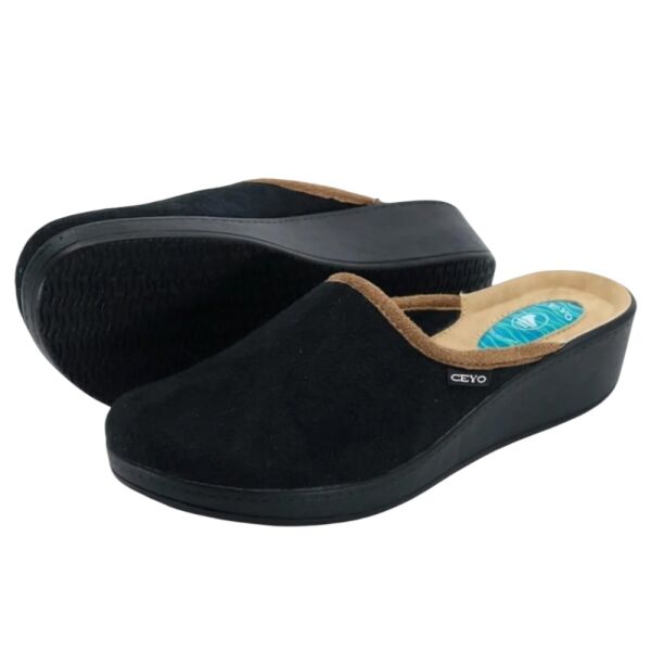 Ceyo 9932 Siyah Kadın Anatomik Jel Taban Ev İçi Terlik