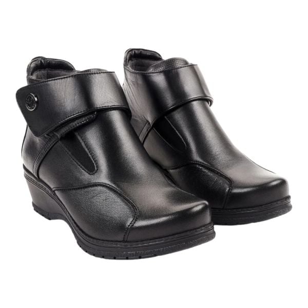Forelli 25651-K Vionic Siyah Kadın Comfort Deri Hallux Bot