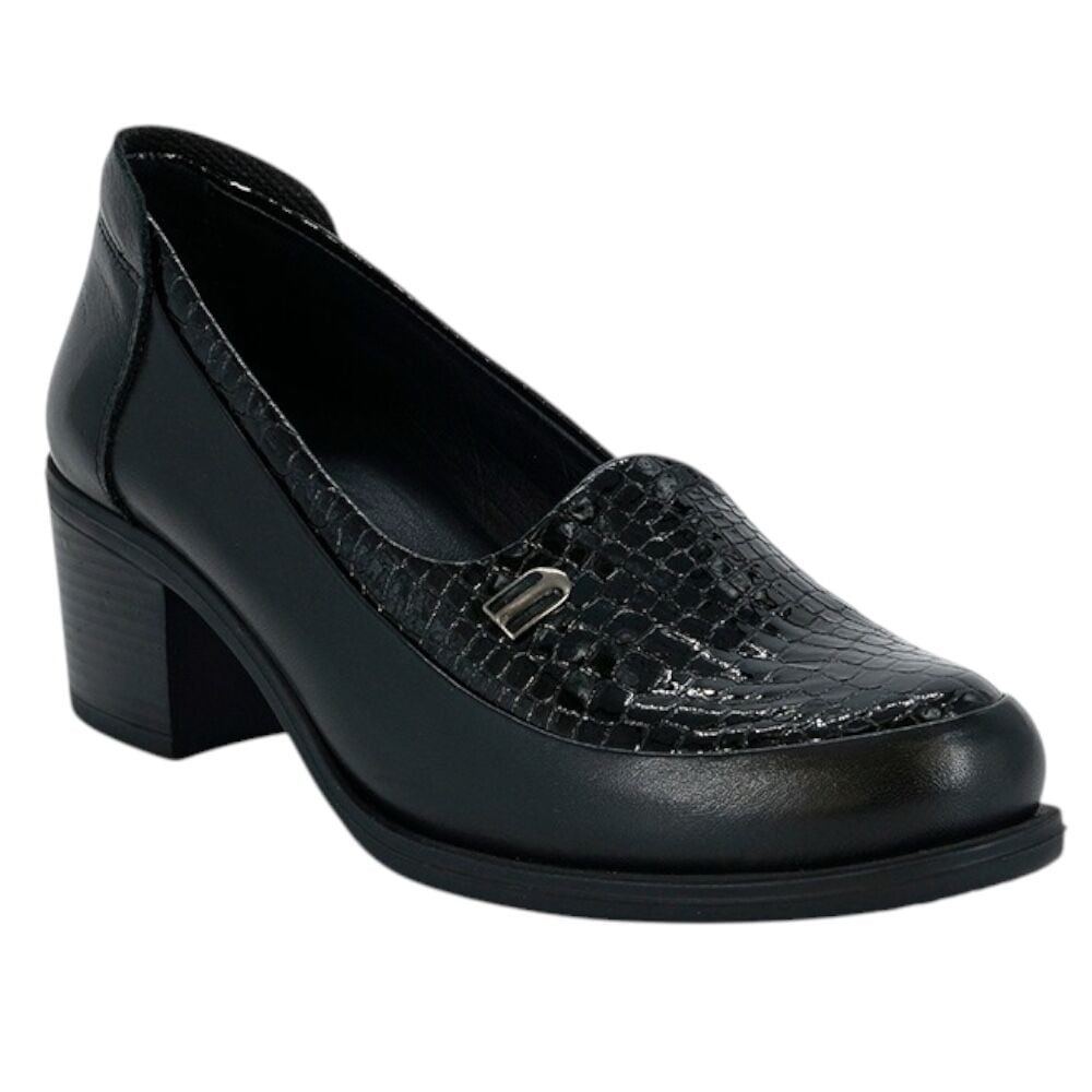 Mammamia D26YA-3400-B Siyah Rugan Kadın Topuklu Deri Ayakkabı
