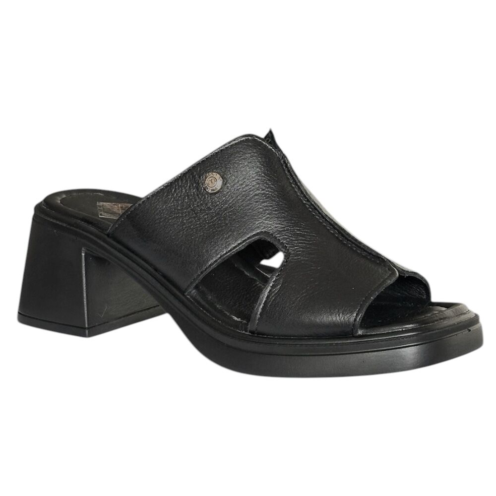 Mammamia D26YT-1900-B Siyah Pen Kadın Topuklu Deri Terlik