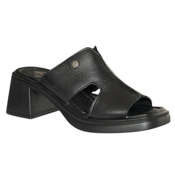 Mammamia D26YT-1900-B Siyah Pen Kadın Topuklu Deri Terlik