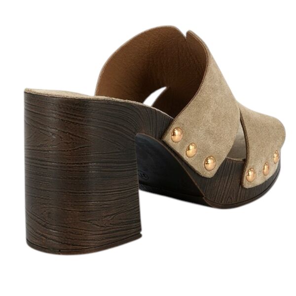 Mammamia D26YT-1925-B Bej Kadın Topuklu Deri Terlik