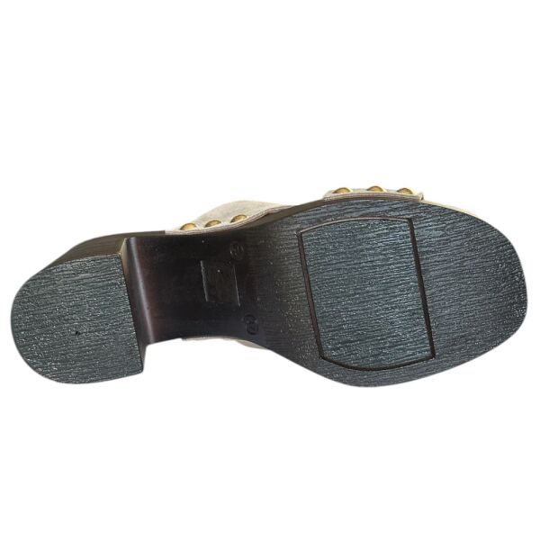 Mammamia D26YT-1925-B Bej Kadın Topuklu Deri Terlik