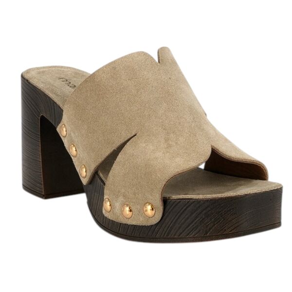 Mammamia D26YT-1925-B Bej Kadın Topuklu Deri Terlik