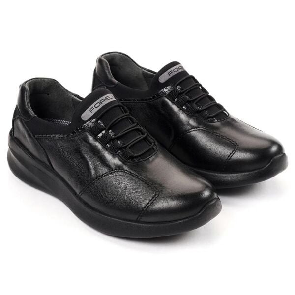 Forelli 54501-G Sandra Siyah Kadın Comfort Deri Ayakkabı