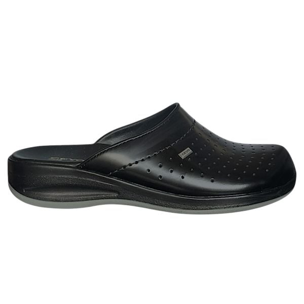 Ceyo 9844-1 Siyah Kadın Deri Anatomik Taban Sabo Terlik